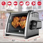 Ronco Showtime Large Capacity Rotisserie & BBQ Oven Modern Edition, Simple Switch Controls, Silicone Door Tie, Perfect Preset Rotation Speed, Self-Basting, Auto Shutoff, Includes Multipurpose Basket
