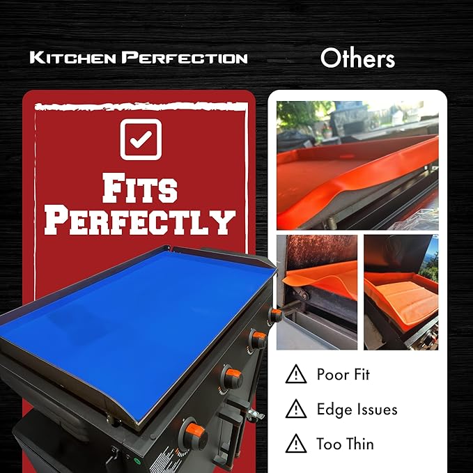KITCHEN PERFECTION 28" Premium Silicone Griddle Cover Mat for Blackstone Griddle 28 Inch - Hermetic Protection from Rust & Debris All Year, Fits All Blackstone 28 Inch Models - Food Grade Silicone