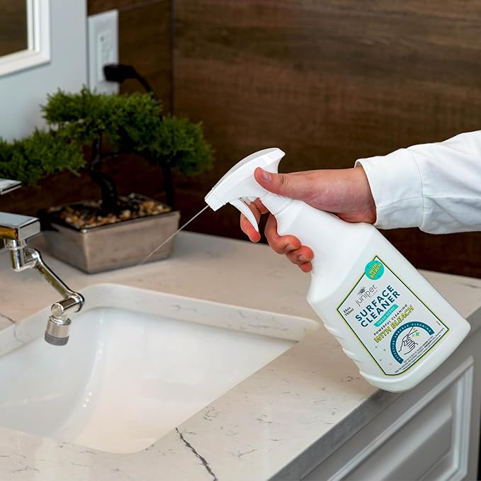 Juniper, Surface Cleaner With Bleach, All-Purpose Cleaner for Bathroom, Kitchen, Toilet, 25 Fl. Oz Trigger Spray Bottle, (Pack of 4), Total 100 Ounce