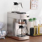 NUPANT 12-Cup Coffee Maker 1.8L Commercial Drip Coffee Maker Pour Over Coffee Machines with 2 Glass Carafes and 2 Warmers Plate Stainless Steel Coffee Brewer for Cofe Bar and Restaurant