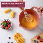 COOK WITH COLOR Nesting Plastic Mixing Bowl Set with Pour Spouts and Handles, Rose, 6 Piece Non-Slip