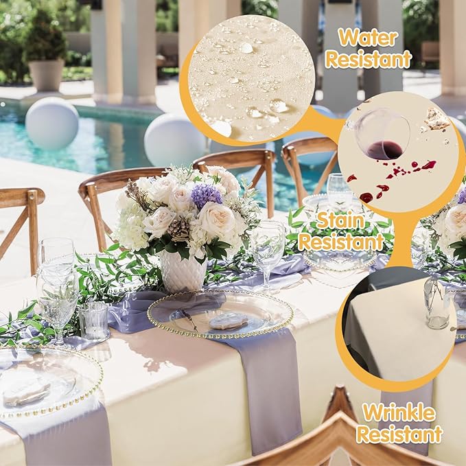 BRILLMAX 6 Pack Beige Tablecloths for 6 Foot Rectangle Tables 60 x 102 Inch - 6ft Rectangular Bulk Linen Polyester Fabric Washable Cloth Cover for Wedding Reception Banquet Birthday Party