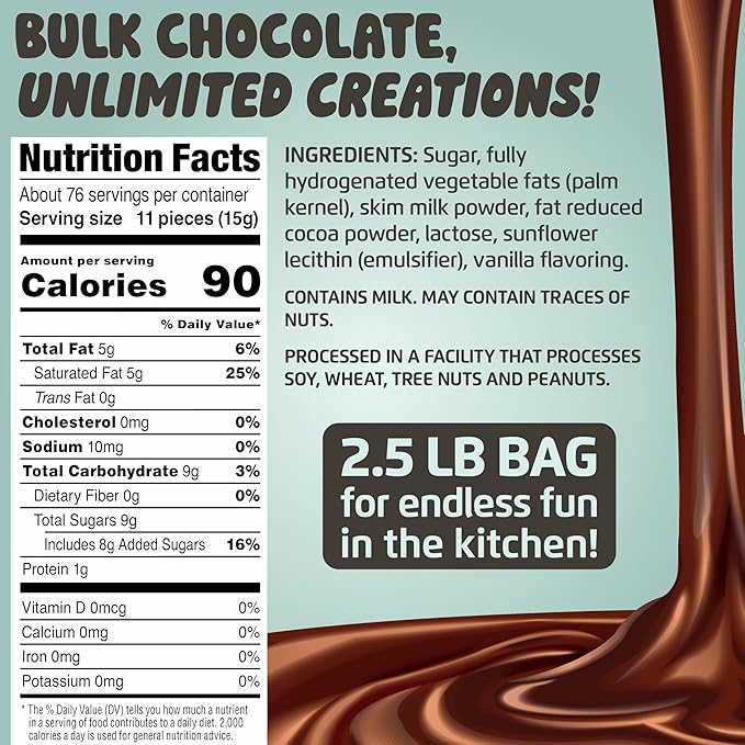 Chocolate Works Milk Chocolate Melting Chocolate Wafers, 2.5lb (Pack of 1)