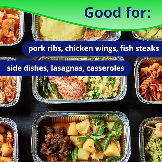 IDL Packaging Half-Size Aluminum Steam Table Pans with Lids - Shallow, 13" x 11" x 1.5" (pack of 25) - Disposable Foil Pan for Grilling, Roasting, BBQ, Cooking, Baking, Freezing