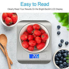 WIWUE GUO Food Scale, Kitchen Scale, Weight Scale Grams and Ounces for Weight Loss, Baking, Cooking, Keto and Meal Prep, LCD Display, 304 Stainless Steel