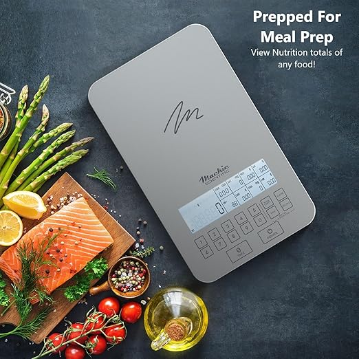 NutraTrack™ Food Scale with Nutrition Calculator, Standalone Calorie Scale for Meal Prep Weight Loss, 999 Pre-Loaded & 999 Custom Food Codes Compact Kitchen Scale Battery Operated 11lb Capacity Silver