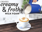 Zulay 4-in-1 Milk Frother & Steamer – Automatic Hot & Cold Foam Maker, Milk Warmer & Chocolate Mixer – 10oz/300ml Capacity, Nonstick Stainless Steel Interior, Quiet One-Touch Operation – Blue