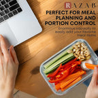 Razab 30 PC Glass Food Storage Containers with Lids - Reusable Glass Meal Prep Containers for Lunch & Leftovers - Airtight & Leakproof Snap Locking Lids - Oven, Freezer, Microwave & Dishwasher Safe