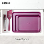 CAROTE 3-Piece Baking Pan Set - Bakeware Set, Baking Sheet Set Including 13 Inch 15 Inch 17 Inch Sheet Pan, Cookie Sheet for Baking, Royal Violet