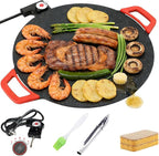 Indoor Smokeless Electric Griddle: 1000W Fast Heating Indoor Grill with 11/14/16" Nonstick Surface, Adjustable Temp Control, Easy to Clean for Steak, Pancake & BBQ (14in)
