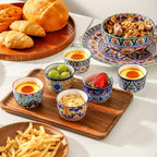Glowworm Ramekins Oven Safe, 4 Oz Ceramic Creme Brulee Ramekins Set of 6, Souffle Dishes Pudding Custard Cups for Baking, Oven & Dishwasher Safe, Bohemian