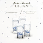 Spode Blue Italian Highball Glasses | Set of 4 | 15 Ounce Capacity | Tall Glasses for Drinking Cocktails, Mojito, Scotch, Water, and Juice | Handwash Only