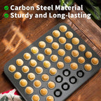 Beasea Nonstick Mini Muffin Pan 48 Cups, 2 Pack 48 Mini Small Tiny Cup Non Stick Muffin Baking Pan Tin Tray Carbon Steel Bakeware Individual Cupcake Baking Pan - Black