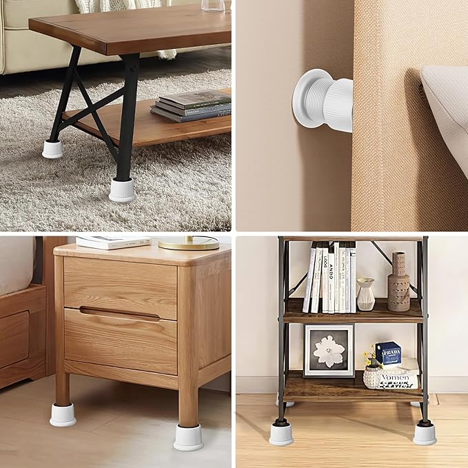Microwave Risers - Adjustable Height (1.6in-2.6in) Microwave Oven Feet, 4-Pack Non-Slip Microwave Cooling Stand for Small Appliances (Microwave, Air Fryer) & Furniture (Sofa, Table) White