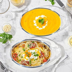 Small Casserole Dishes Oval 2 Pack, 23oz Glass Au Gratin Baking Dish, Individual Oval Baking Pan for Oven Microwave Air Fryer, 1 or 2 Person Servings, Bakeware Clear Prep Bowls with Handle