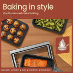 Bakken 4-Piece Bakeware Sets, Nonstick Carbon Steel Baking Sheet, Stackable Space-Saving Bakeware, Dishwasher Safe, Stain-resistant, PFOA, PFOS, & PTFE Free, Oven Safe Up To 450°F, Gray Marble