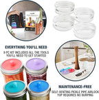 Masontops Complete Mason Jar Fermentation Kit - Pickle Kit, Sauerkraut Making Kit Kimchi Container - Fermentation Airlock Lids Wide Mouth Mason Jars