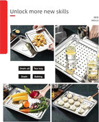 2-Pack 23.5"x15.5" Extra Large Heavy Duty Commercial Grade 304 Stainless Steel Baking Pan Set, Non-Toxic Deep Sheet Pan, 1 Solid & 1 Perforated Pans for Roasting, Defrosting, Draining, Cooling