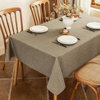 Faux Linen Fabric Rectangle Table Cloth, Textured Water Resistant & Washable Rectangular Tablecloth, Anti-Scratch for Dinning Kitchen Party,54 x 72 Inch, Mocha