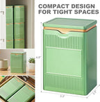 Tea Tin, Premium Tight Sealing Metal Canister with Press On Lid, Storage Tin for Loose Leaf, Tea Bags, Coffee Beans & Spices, Ideal for Kitchen Countertop & Pantry, Green Square Tinplate Can