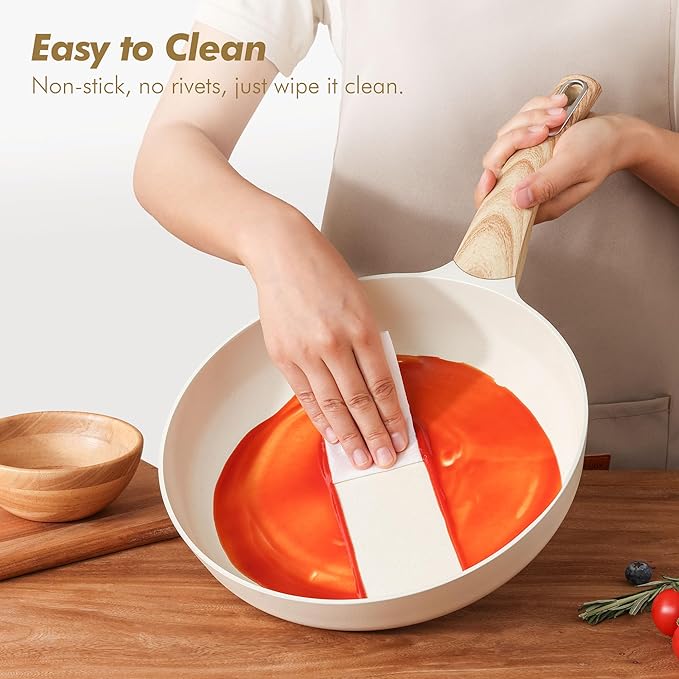 SENSARTE Ceramic Cookware Sets, Pots and Pans Set Non stick, Granite Induction Cookware, Non toxic Healthy Non Stick Kitchen Cooking Set, with Frying Pans Set, PFAS PTFE PFOA PFOS Free,14 Pcs