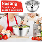 E-far Mixing Bowls with Lids, 12-Piece Stainless Steel Salad Bowls Metal Nesting Bowls for Baking Cooking and Prepping, Airtight Lids & Stackable Design, Size 7, 4.5, 3, 1.5, 1.2, 0.7 QT (Red)