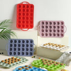 Socisen 2 Packs 24 Cups Silicone Muffin Pan with Metal Reinforced Frame Mini Size Cupcake Pan Tray Egg Bites Cookie Molds Muffin Tin Tart Pans chocoflan mold Baking Sheet Set Breakfast Sandwiches
