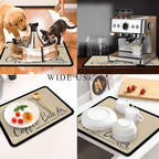 Coffee Mat for Countertops ,Coffee Bar Accessories Fit Under Coffee Maker Espresso Machine, Absorbent Hide Stain Rubber Mat for Countertop ,Dish Drying Mat for Kitchen Counter (D-Beige, 16"x24")
