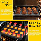 E-far Cookie Baking Sheet Set of 3, Nonstick Metal Sheets Pans Jellyroll Trays for Oven, Large/Medium/Small (16/12.4/10.4”) No-toxic Rectangle Bakeware for Baking Cake Bread, Easy Clean