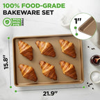 NutriChef Nonstick XL Cookie Sheet Baking Pan, Extra Large 22 Inch x 16 Inch, Carbon Steel Oven Baking Sheet for Cookies & Pastries, Gold - NCLG1GD