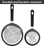 Utopia Kitchen Nonstick Stock Pot Saucepan Set with Lids, 1.5 Quart and 3 Quarts Multipurpose Stock Pots Set for Home, Kitchen or Restaurant, Grey & Black