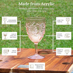 Komorebi Shatterproof Acrylic Wine Glasses - Unbreakable Plastic Goblets, BPA-Free & Drop-Proof Glassware - Elegant Drinkware for Indoor & Outdoor Use - 14oz, Set of 4 (Pale Pink)