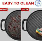 GGC Cast Iron Reversible Griddle, 12 inch Griddle Pan for Stove Tops, Gas Grills and Outdoor Cooking, Double-sided Griddle Plate with Baking Flat and Ribbed