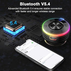 Bluetooth Speaker, Shower Speaker Portable with Hook, IPX7 Waterproof Bluetooth Speakers with Suction Cup, Digital/Time Display, Crystal Sound, Small Wireless Speakers for Outdoor Bathroom Gifts,Black