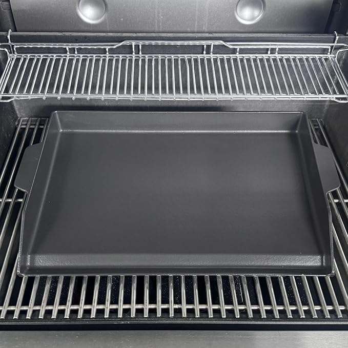 Universal Cast Iron Griddle for Charcoal & Gas Grills and Stove Top, 23" x 16" Stove Top Griddle with Pre-Seasoned Nonstick Coating, Thickened Extra High Sidewalls Grill Plate for Camping and Parties
