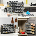 AOZITA Spice Rack Organizer with 28 Empty Spice Jars with Silver Lids, Funnel, Labels - Seasoning Organizer for Countertop, Cabinet, Kitchen, Pantry