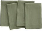 Solino Home Linen Napkins Set of 4-100% Pure Linen Oil Green Dinner Napkins Cloth 20 x 20 Inch for New Year - Fete, Handcrafted and Machine Washable