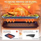 HONGBAKE Nonstick Baking Sheet Pan Set of 3, Cookie Sheets for Oven, Non-Toxic Half/Quarter/Jelly Roll Pans with Floral Swirl Texture, Heavy Duty 0.8mm Thick Oven Trays for Cooking, Blue