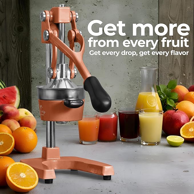 Zulay Kitchen Cast Iron Juicer - Easy-to-Clean Heavy-Duty Manual Juicer, Professional Citrus Juicer - Stainless Steel Lemon Squeezer - Manual Citrus Press & Orange Squeezer - Orange Juicer