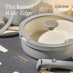 Carote 20pcs Ceramic Cookware Set with Detachable Handles, Pots and Pans Set Non Stick, RV Kitchen Cooking Pot and Pan, Dishwasher Safe, Non-toxic Induction Cookware PFAS and PFOA Free, Grey
