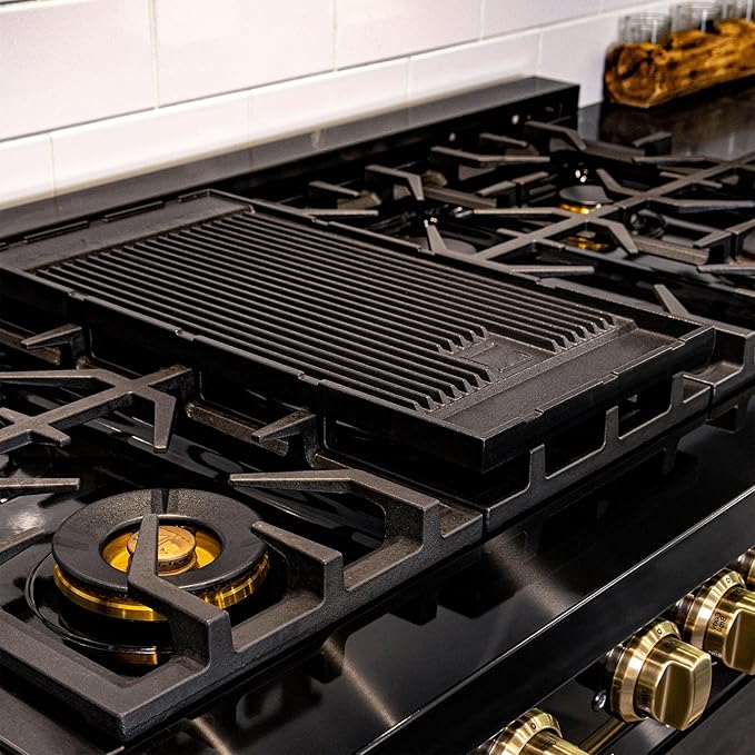 HG-GRZ-NS Griddle Replacement Parts for ZLINE Gas Stove Top High Grate Cast Iron Reversible Griddle Plate ZLINE 24 30 36 48 60 Inch Gas Cooktop Range Electric Oven Griddle Pan (Not Fit All High Grate)