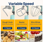 VIVOHOME 9 in 1 Multifunctional Stand Mixer with Fermentation, 6 Speed 7.5 Quart Kitchen Electric Food Mixer with Timer, Meat Grinder, Juice Blender, Vegetable Slicer, Pasta and Cookie Maker, Blue