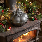Wood Stove Steamer & Woodstove Steamer Stove Humidifier Cast Iron, 2.3 Quart Round Fireplace Humidifier & Simmer Pots with Heart-shaped Vent At The Top Covers (Round-1)