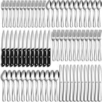 PHILIPALA 72 Pcs Silverware Set with Steak Knives Food-Grade Stainless Steel Flatware Set for 12 Mirror Cutlery Include Forks Spoons and Knives Set Dishwasher Safe Utensil Sets for Home Restaurant