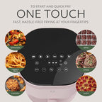WILLOW Eco Series 6 in 1 Air Fryer with Glass Basket, 5 Quart Non Toxic Air Fryer w Digital Display, 430°F Max Temp, Preheat & Keep Warm Function, Compact + Dishwasher Safe Glass Pink Airfryer