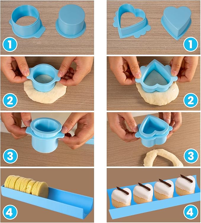 Cake Pop Mold Maker Cutter Set - Include 2 Inch Circle Pusher & Heart mold & silicone knife, Baking Kit for Home, Birthdays, Weddings (Blue)