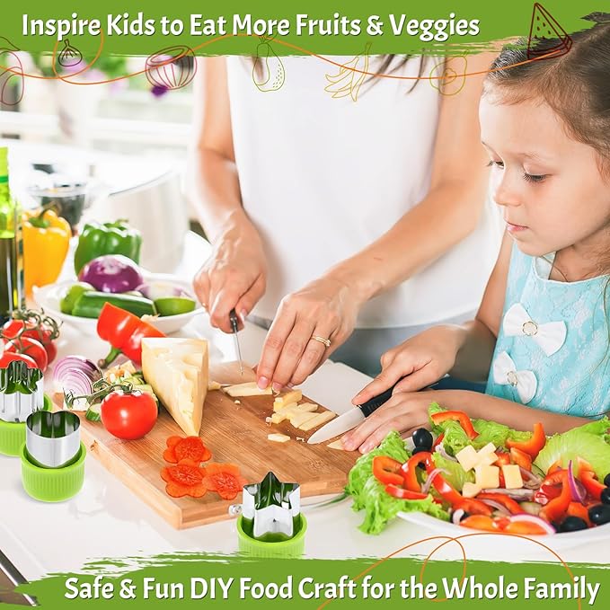 LemonRoad 15 Pcs Fruit Vegetable Coring Carving Tool Set Include Stainless Steel Peeler Carving Knife Melon Baller and 9 Shape Cutters for Home Kitchen Lunches Party Platters Creative Cooking