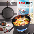 Overmont Cast Iron Skillet with Lid - 2-in-1 Cast Iron Dutch Oven - 3.2QT Deep Pot with Frying Pan - Pre-seasoned Cookware Multi Cooker Skillet - Dutch Oven Pot with Recipe for Grill Induction Stovetop Camping(10.5")