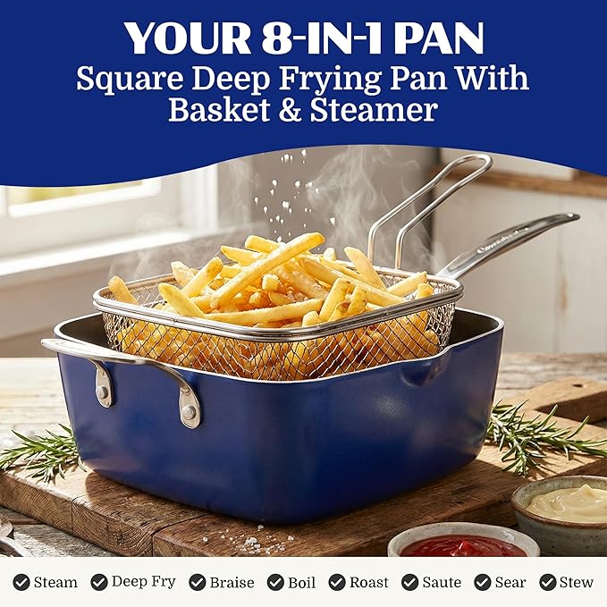 Granitestone Ceraluxe 20 Pc Ceramic Cookware Set Nonstick, Complete Pots and Pans Set Non Stick with 5 Pc Bakeware Set, Deep Frying Pan Set, & Steamer, Non Toxic PFOA Free, Oven & Dishwasher Safe