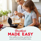 Dash Mini Waffle Maker- Compact Electric Iron for Creative Homemade Treats - PTFE nonstick surface - Easy-to-Clean - Perfect for Kids & Families - Silver